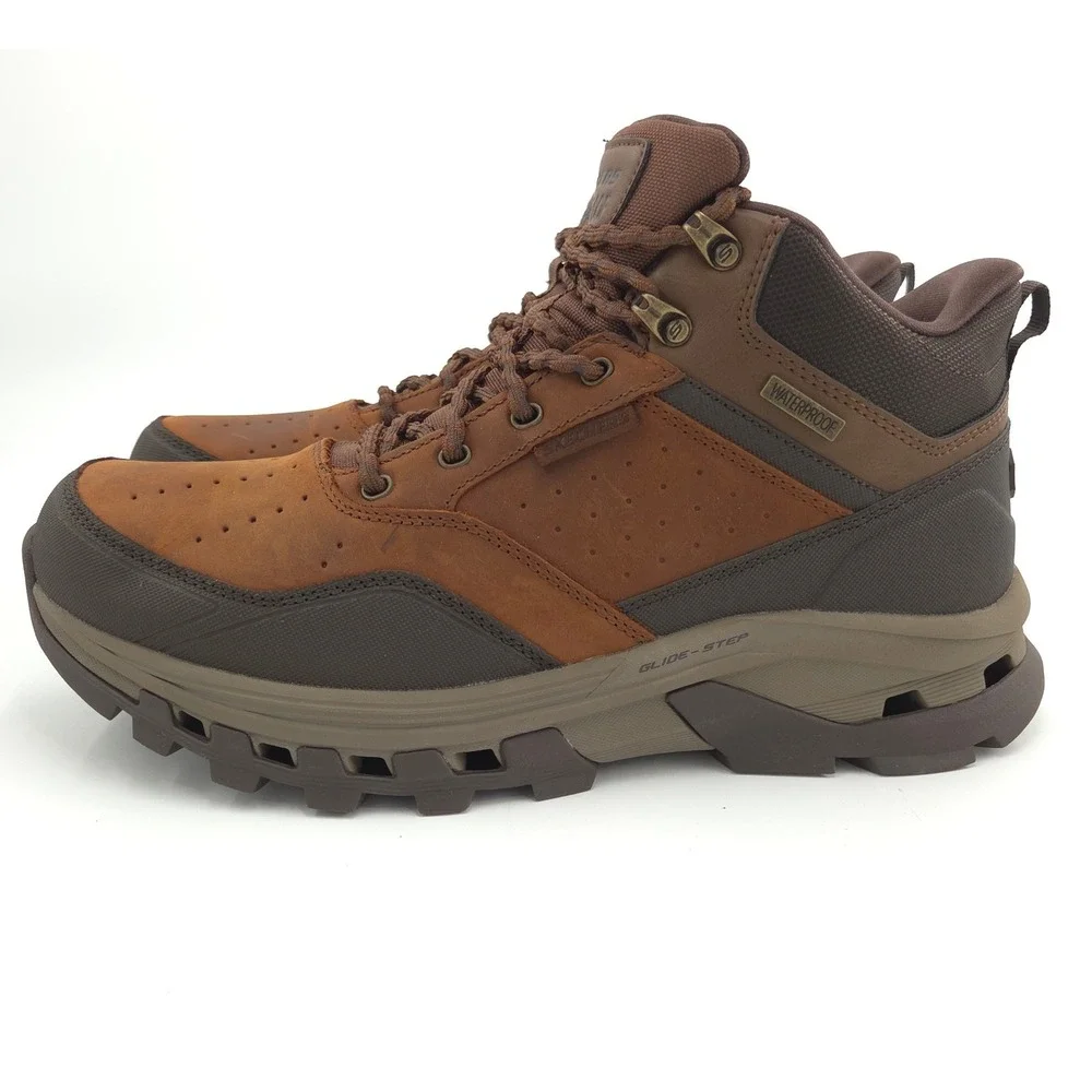 Skechers Glide-Step Randell Brecken Boots Men 11M Brown Waterproof Slip In NEW
